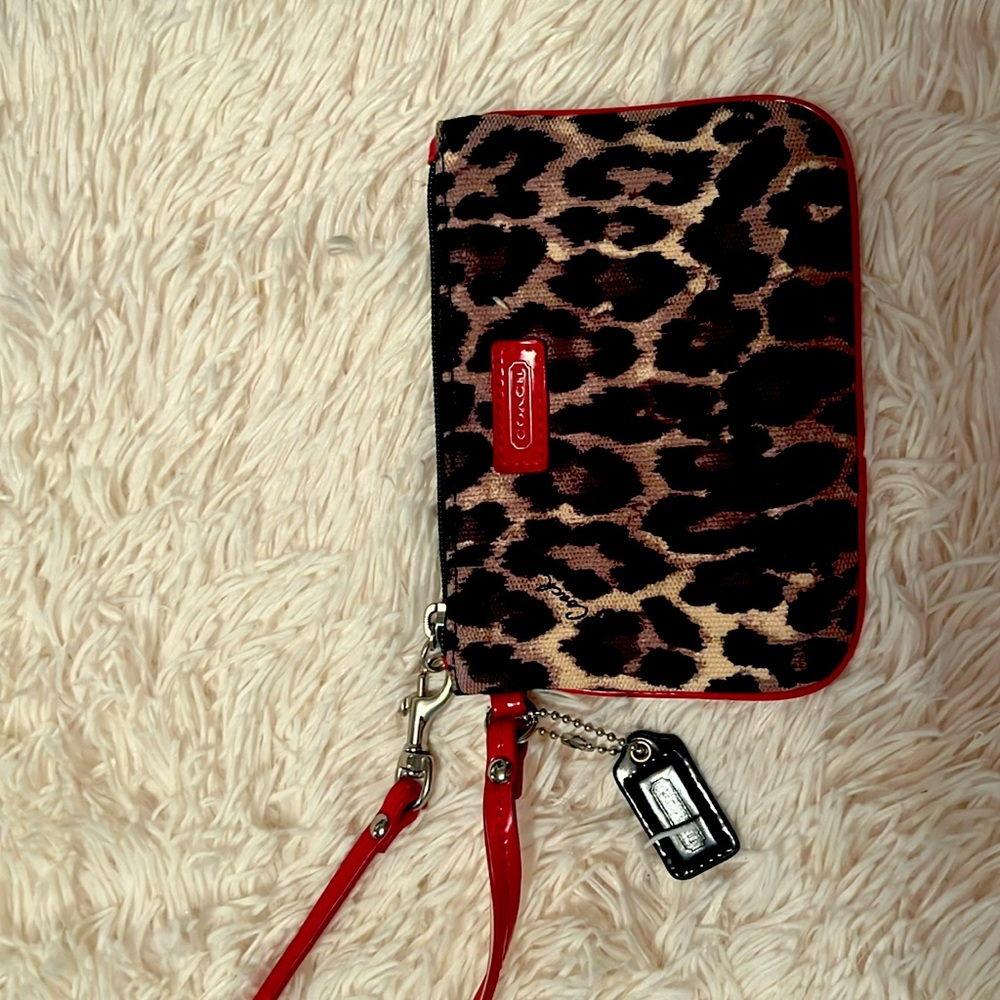 Coach wristlet leopard print